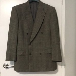 Vintage Valentino suit, 40R, black and white houndstooth, with blue (second)